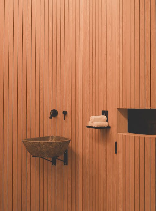 wooden wall with sink